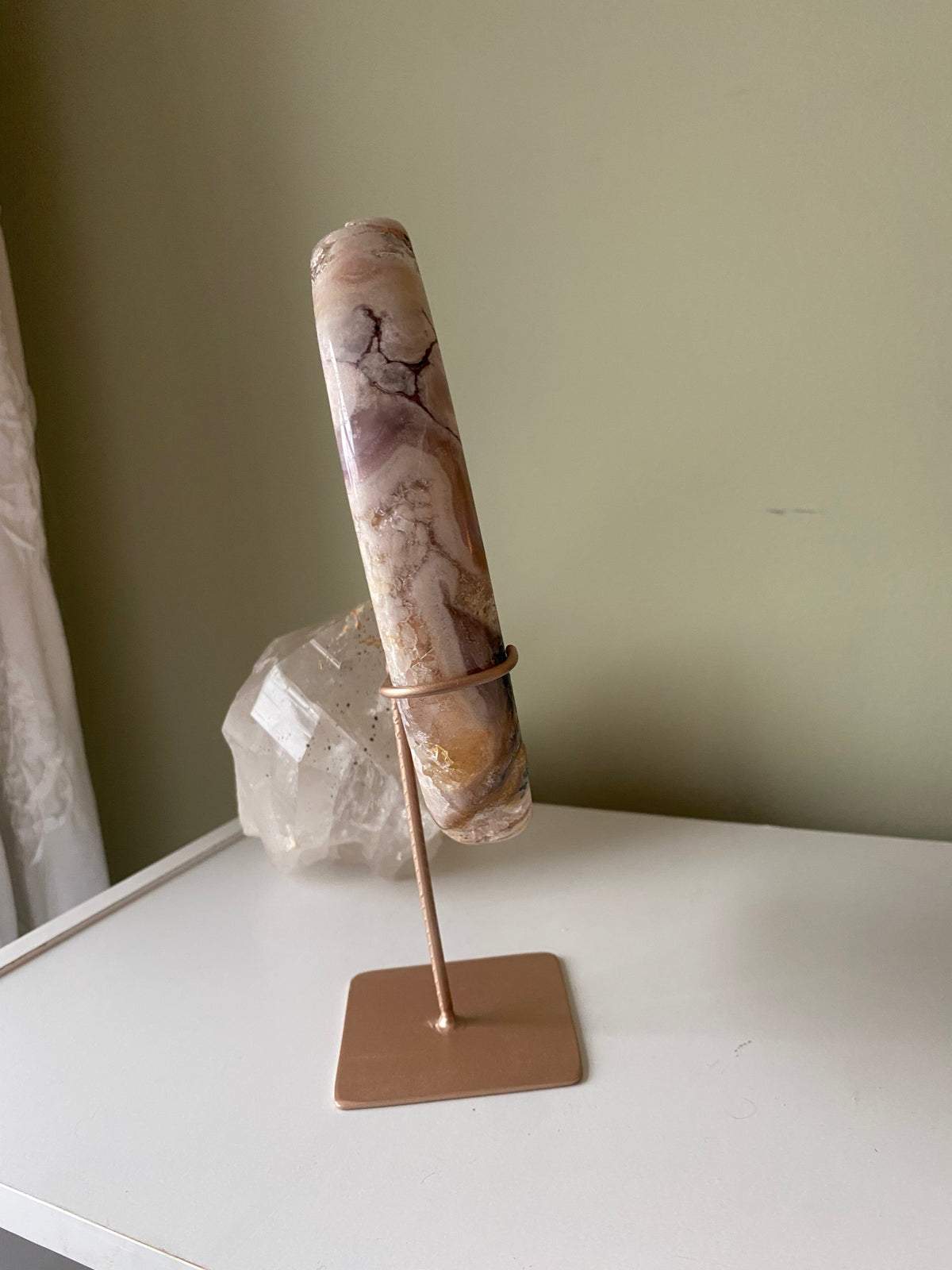 Pink Amethyst Moon on Stand
