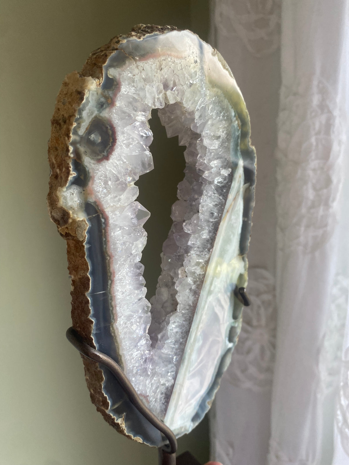 Uruguayan Amethyst Portal w/ Agate on Stand