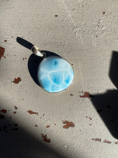 Sterling Silver AAA Larimar Pendant