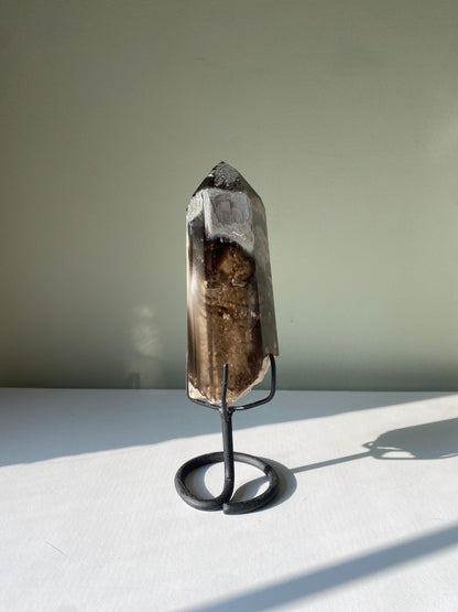 Smoky Quartz w/ Phantoms on Stand - A