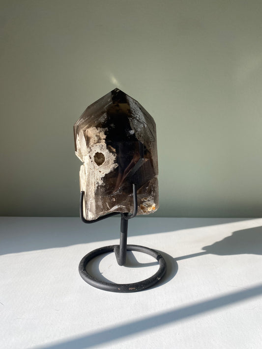 Smoky Quartz w/ Phantoms on Stand - B