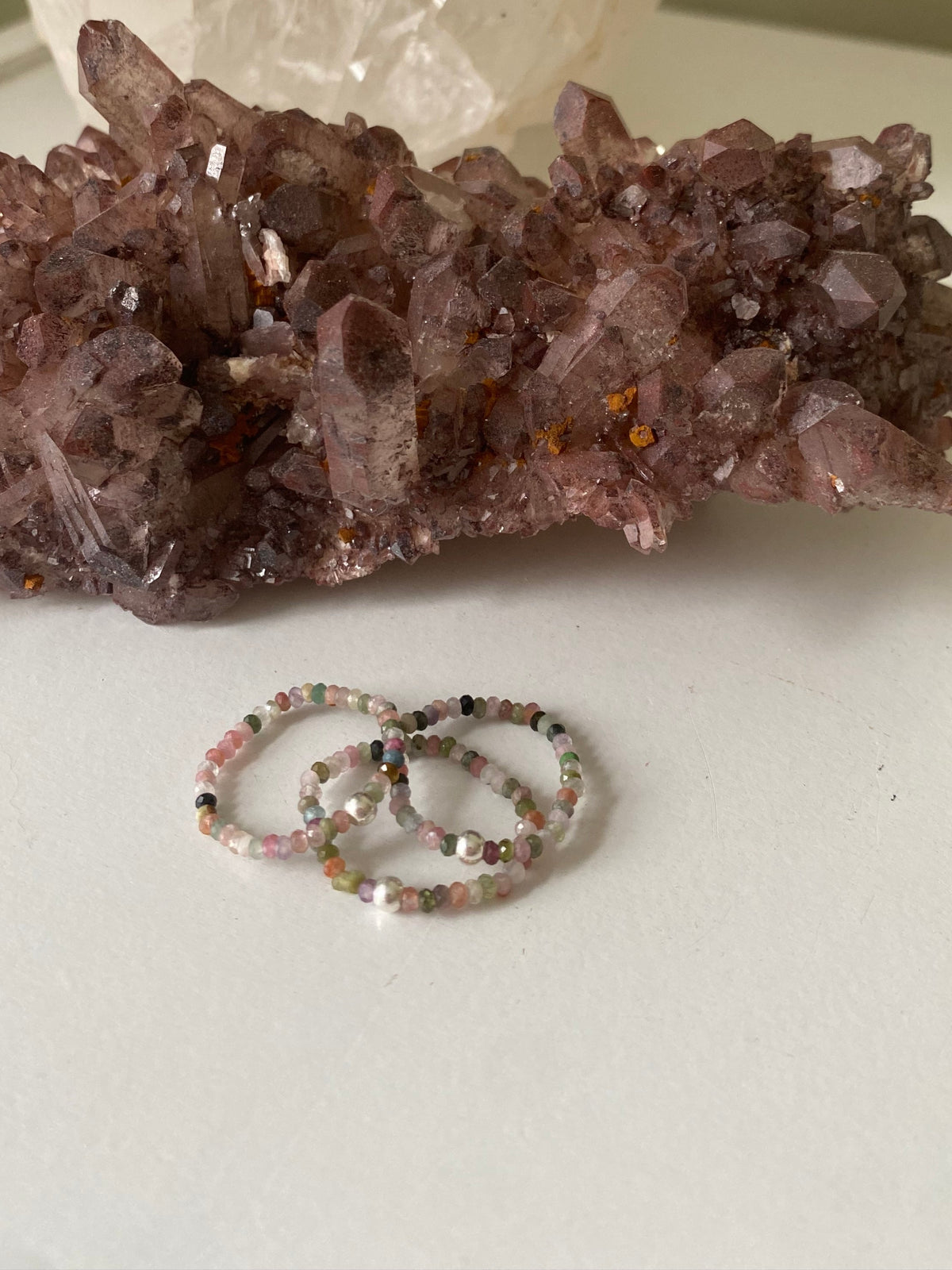 Hand Made Faceted Tourmaline w/ Silver Stackable Stretch Ring