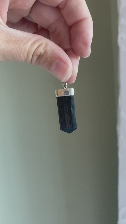 Sterling Silver Terminated Black Tourmaline Pendant